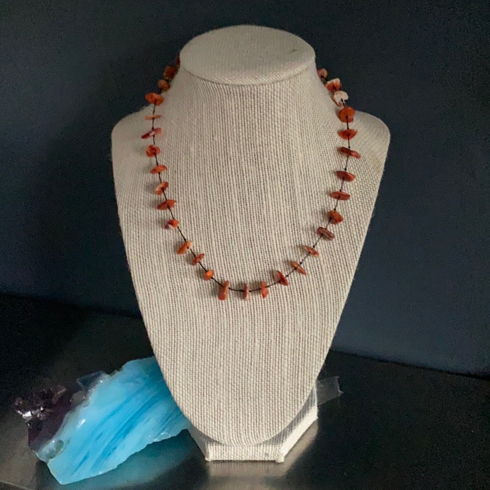 Hand knotted genuine coral necklace
